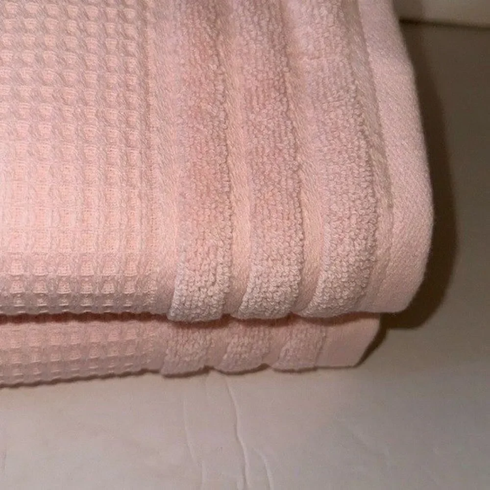 NWT Hotel Balfour 9 Piece 100% Cotton Bath Waffle Weave Towel Set Soft Pink